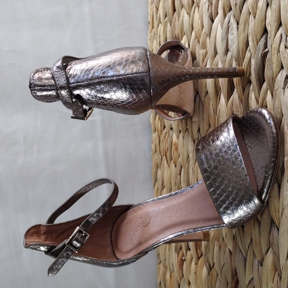 Joie Jaclyn gunmetal snake print ankle strap high heels eu 35